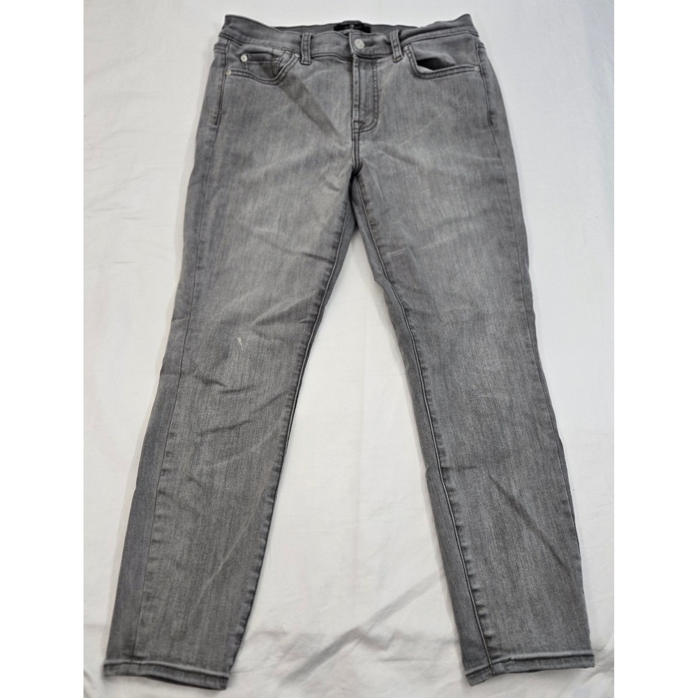 7 For All Mankind Women 31 Ankle Skinny Jeans Gray‎ Wash Stretch Mid Rise Denim